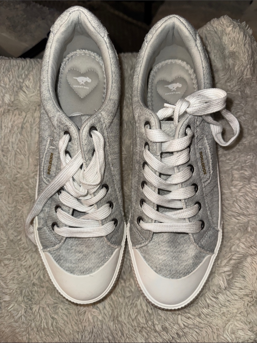Women's Light Gray and White Casual Lace-Up Sneakers